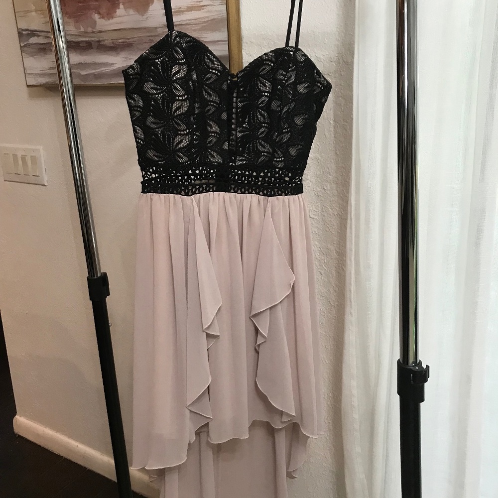 Formal high low purple and black dress